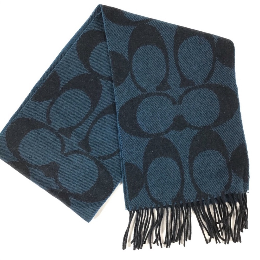 Coach wool unisex fringe scarf